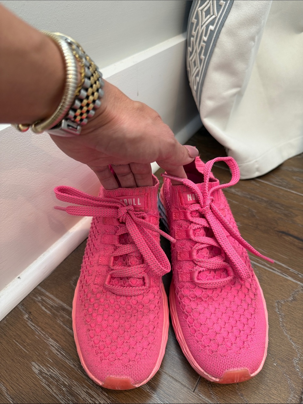 No Bull Hot Pink Women's Knit Running Sneakers - Unknown Brand